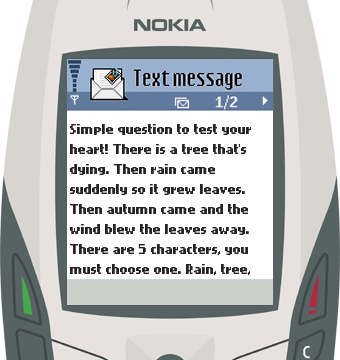 Text Message 930: There is a tree that’s dying in Nokia 6600