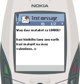 Text Message 11837: Kinikilig ang earth, Valentines na in Nokia 6600
