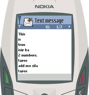 Text Message 30: Isip ka two numbers in Nokia 6600