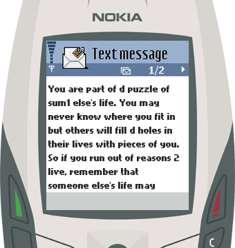 Text Message 50: You are part of the puzzle in Nokia 6600