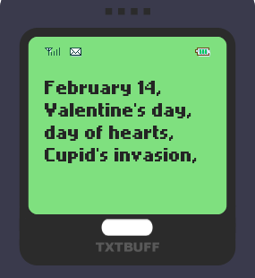 Text Message 2936: February 14 in TxtBuff 1000
