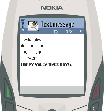 Text Message 2937: Valentines Day heart in Nokia 6600 