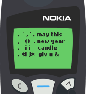 Text Message 211: New Year candle in Nokia 5110