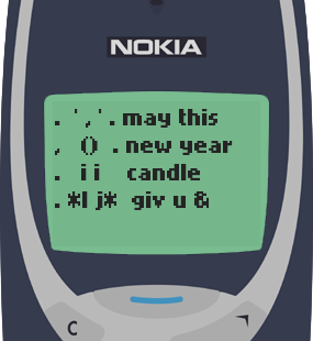 Text Message 211: New Year candle in Nokia 3310