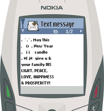 Text Message 211: New Year candle in Nokia 6600