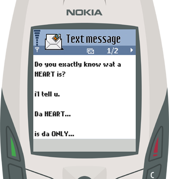 Text Message 774: Do you know what a heart is? in Nokia 6600